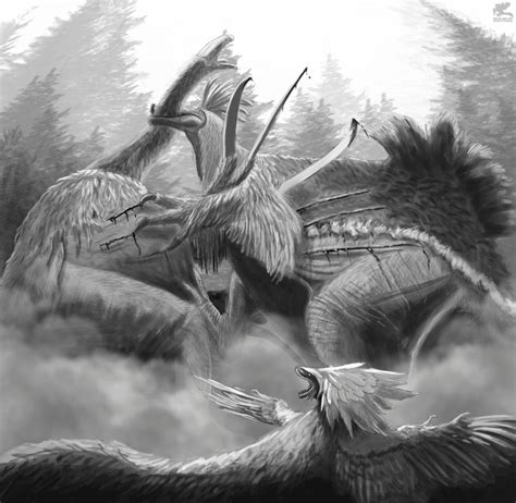 Commission - Deinocheirus vs Therizinosaurus by kingrexy on DeviantArt