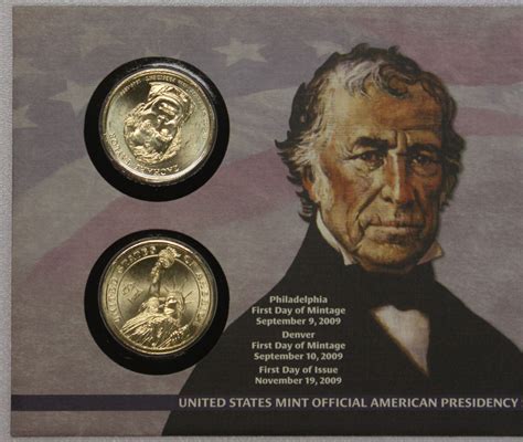 2009 Zachary Taylor Presidential Dollar 2 Coin First Day Of Mintage ...