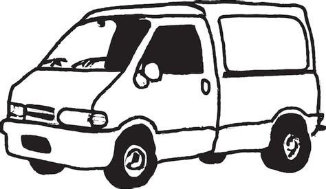 Premium Vector | A black and white drawing of a van.