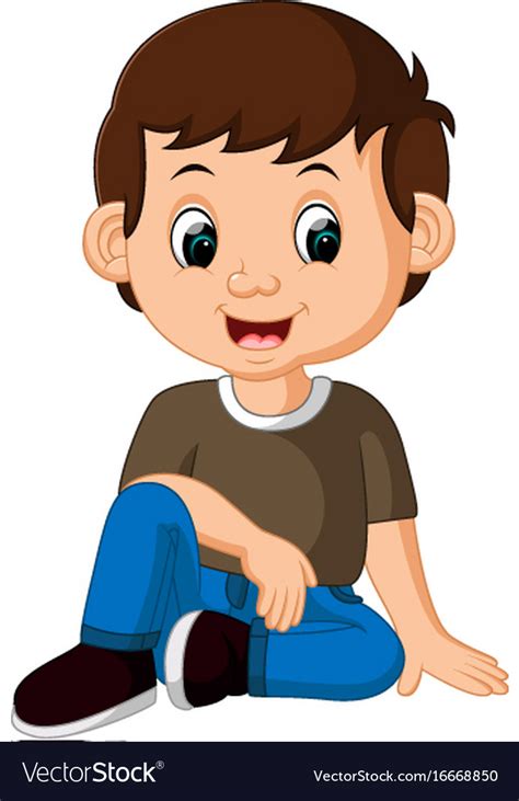 Cute boy sitting on floor Royalty Free Vector Image