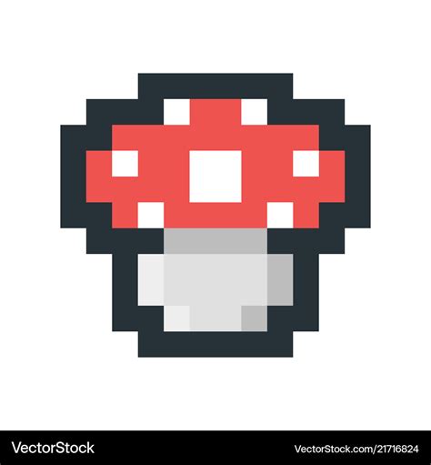 Mushroom pixel art icon Royalty Free Vector Image