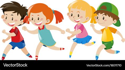 Group of kids running Royalty Free Vector Image