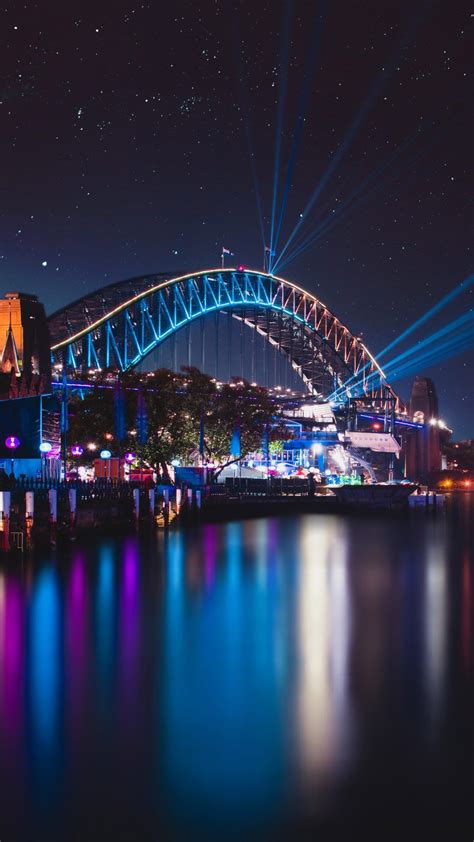 Sydney Harbour Bridge Night Reflections Cityscape 4K Ultra HD Mobile ...