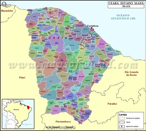 Ceara Map, State of Ceara Brazil