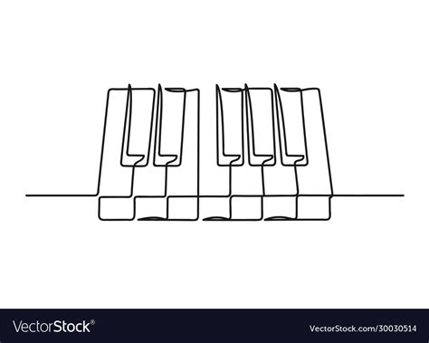 Continuous one line drawing a piano keyboard Vector Image