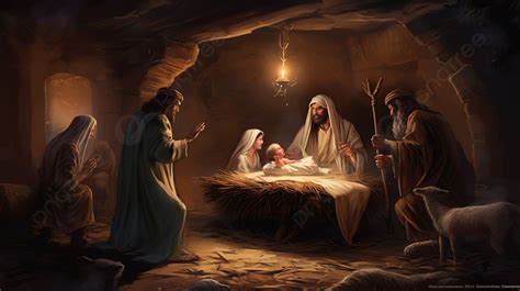 Jesus In The Nativity With A Baby Around Them Background, Picture Of ...