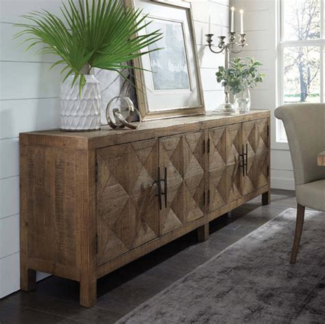 Extra Long Wood Sideboard 4 Doors, Rustic Modern!