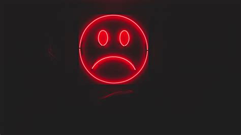 Download wallpaper 3840x2160 smile, smiley, sad, neon, red, dark 4k uhd ...