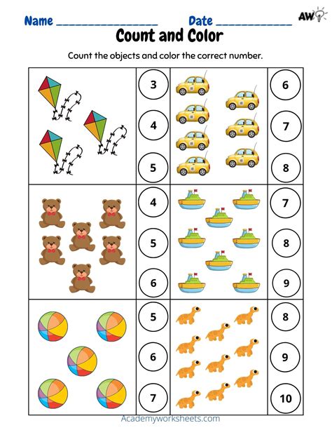 Count and Match Numbers 1-10 Worksheets - Academy Worksheets