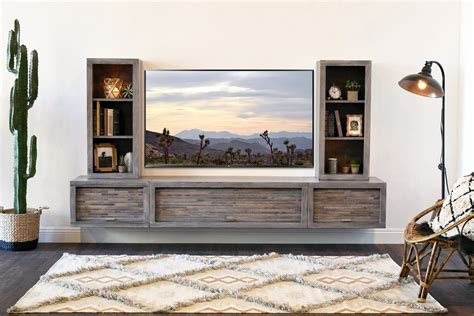 Gray Floating TV Stand Modern Wall Mount Entertainment Center - ECO GE ...