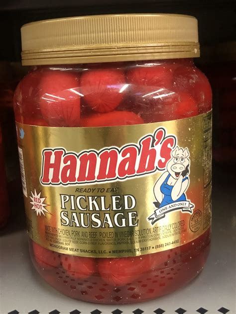 1 Quart Jar of Hannah Pickled Pork Sausage Red Hots Wieners Free Ship ...