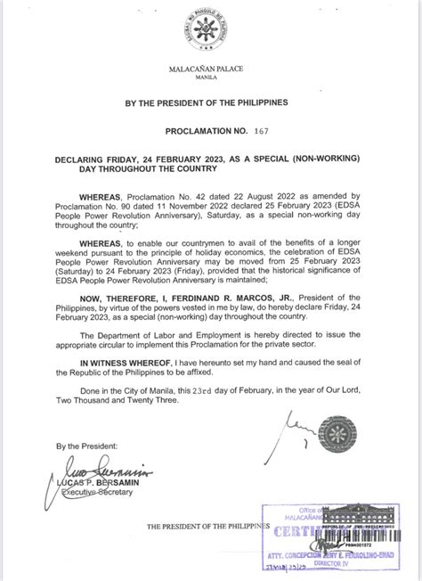 PBBM declares Feb. 24 special non-working day | Philippine News Agency