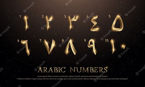 Premium Vector | Arabian Number Font Set of Elegant Gold Colored Metal ...