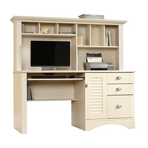 Best sauder harbor view corner computer desk with hutch, antiqued white ...