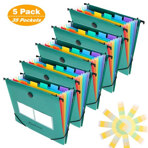 Buy 35 Pocket Plastic Hanging File Folders Letter Size,Accordian File ...