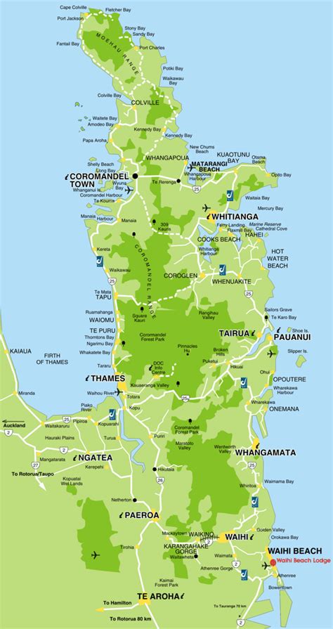 Coromandel Map City Regional | Political Map of New Zealand