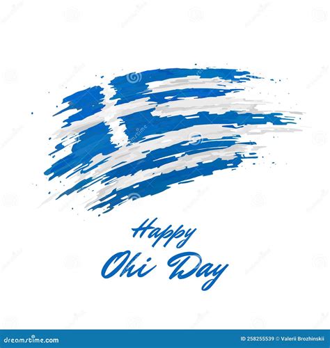 October 28, Greece Ohi Day, Vector Template. Greek Flag Painted with ...