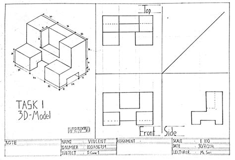 Simple Orthographic Projection Drawing