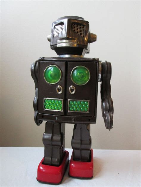 VINTAGE 1960's Brown HORIKAWA Japan JAPANESE Space tin TOY ROBOT ...