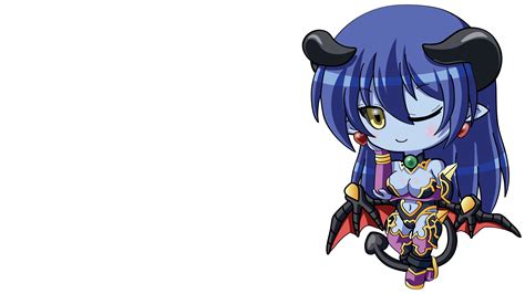 armor astaroth blue blue hair chibi demon horns necklace pointed ears ...