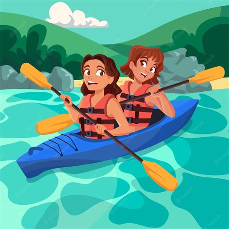 Premium Vector | Hand drawn kayaking illustration