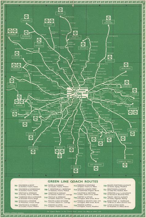 Transit Maps: Historical Map: Green Line Coach Routes, London, 1949