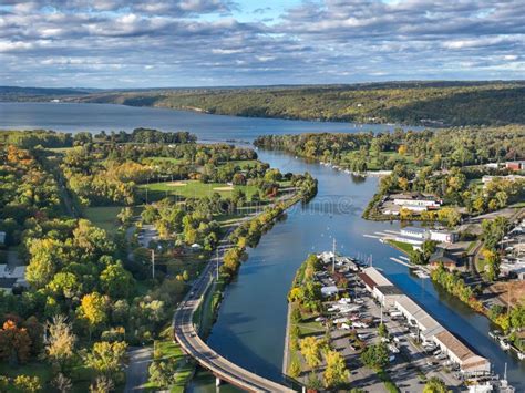 Afternoon Autumn Aerial Photo View of Ithaca New York. Stock Image ...