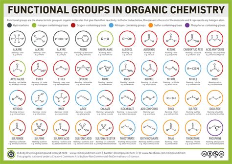 Compound Interest: Organic functional groups chart – expanded edition