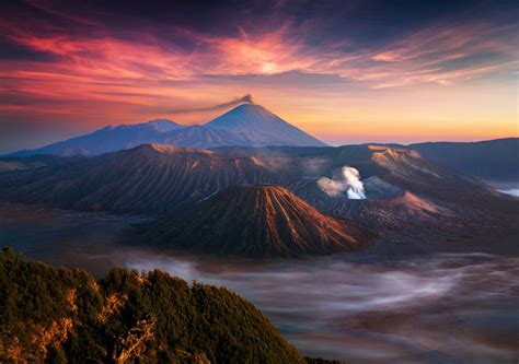 Wallpaper : 1920x1350 px, Indonesia, pemandangan, kabut, alam, matahari ...