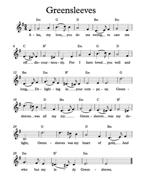 Free Lead Sheet – Greensleeves | Michael Kravchuk