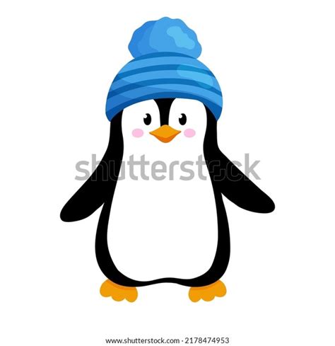 Vector Illustration Cute Little Penguin Blue Stock Vector (Royalty Free ...