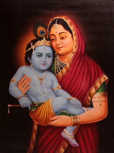 Baby Krishna in the Lap of Mother Yashoda | Exotic India Art