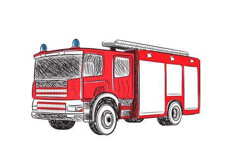 Fire truck | Fire truck drawing, Fire trucks, Fire engine