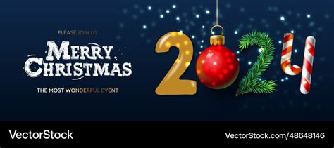 Merry christmas and happy new year 2024 banner Vector Image