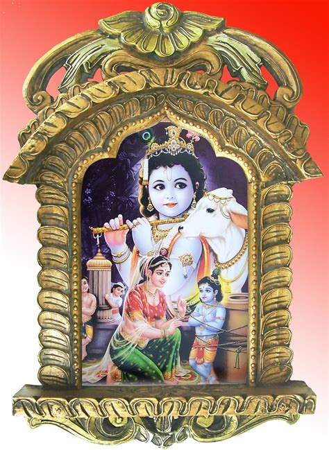 Amazon.com: Handicraft Store Krishna, Yashoda & Cow Painting in Jarokha ...