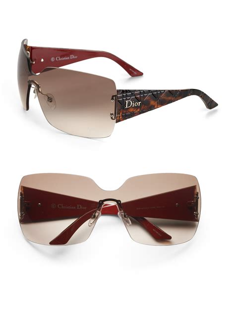 Dior Rimless Shield Sunglasses in Light Gold-Brown (Brown) - Lyst