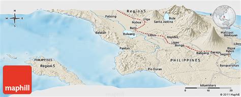 Shaded Relief Panoramic Map of Daraga