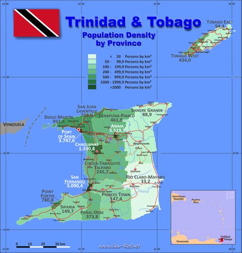 Trinidad & Tobago Country data, links and map by administrative structure