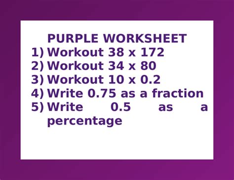 PURPLE WORKSHEET 22 | Teaching Resources