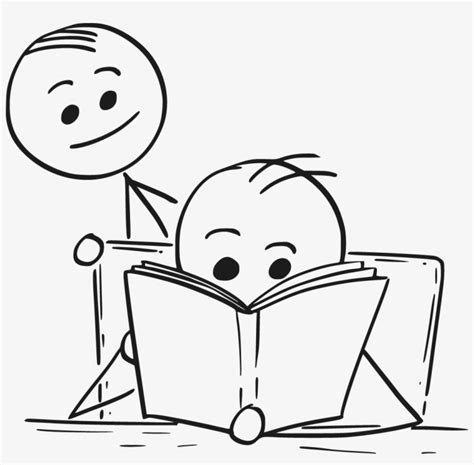 Download Reading 2 People - Cartoon Drawings Of A Book | Transparent ...