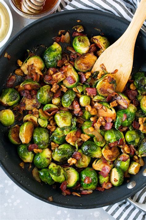 Sauteed Brussels Sprouts with Bacon Onions and Walnuts | Bacon brussel ...