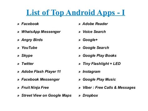 Top 40 Most Downloaded & Installed Android Apps List