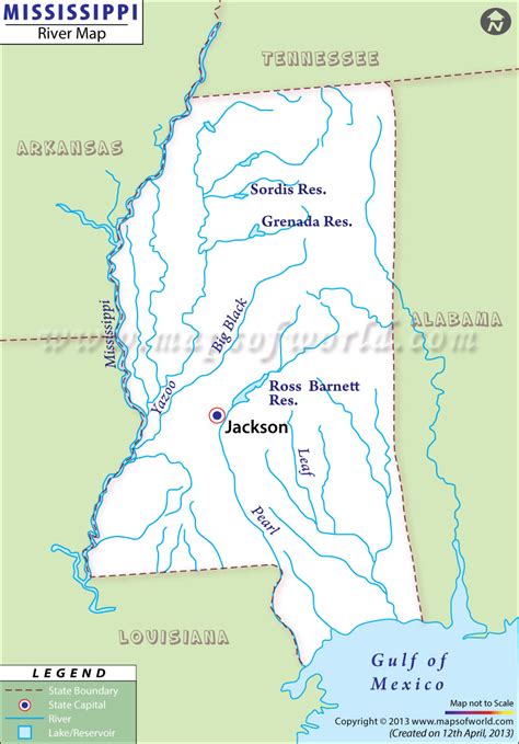 Mississippi Rivers Map, Rivers in Mississippi