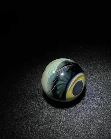 1.02” “HIDDEN LOTUS” Green Eye Implosion Glass Art Eyeball Marble USA ...