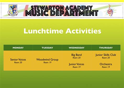 Lunchtime Activities | Stewarton Academy Music Department