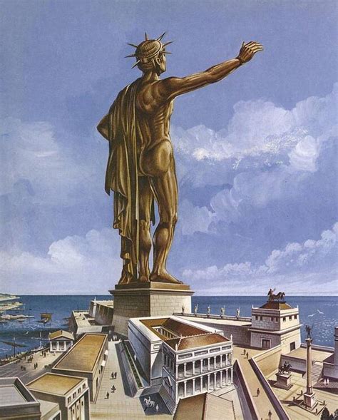 The Colossus Of Rhodes Colour Litho Art Print by English School