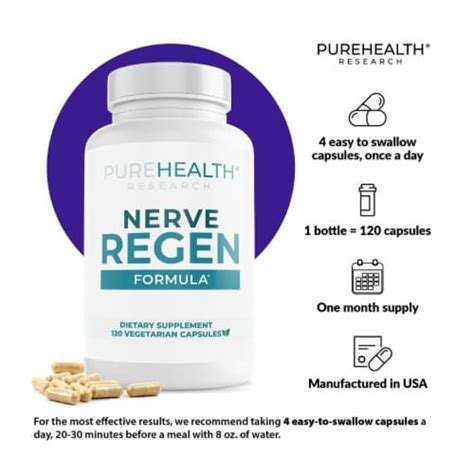 Pure Health Nerve Regen Nervous System Supplements for Neuropathy - 120 ...