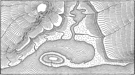 Shoreline Hill Shading by Hachures Contour Map | ClipArt ETC