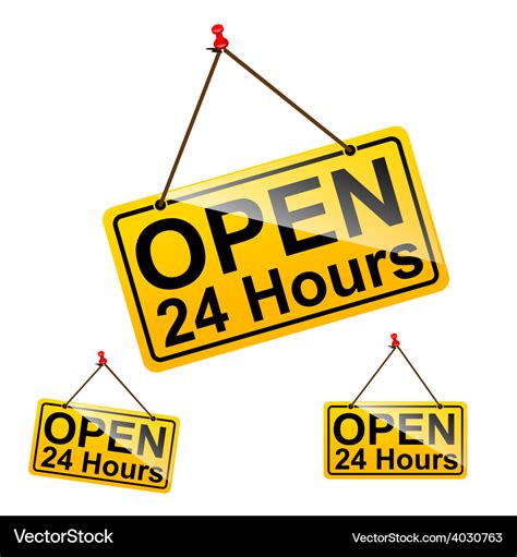 Open 24 hours sign message symbol Royalty Free Vector Image