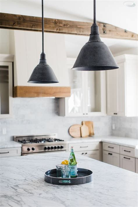 Vintage pendant lights over kitchen bar. | Kitchen interior, Farmhouse ...